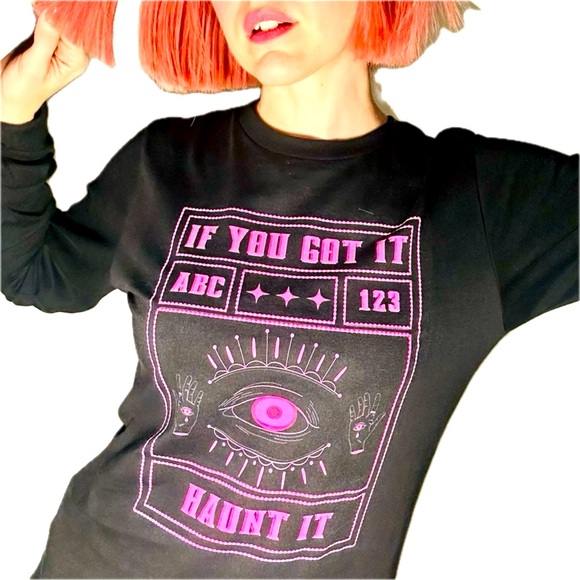 Bella Canvas Tops - If you got it, haunt it - Halloween- Jersey long sleeve tee - Small 🎃👻💀